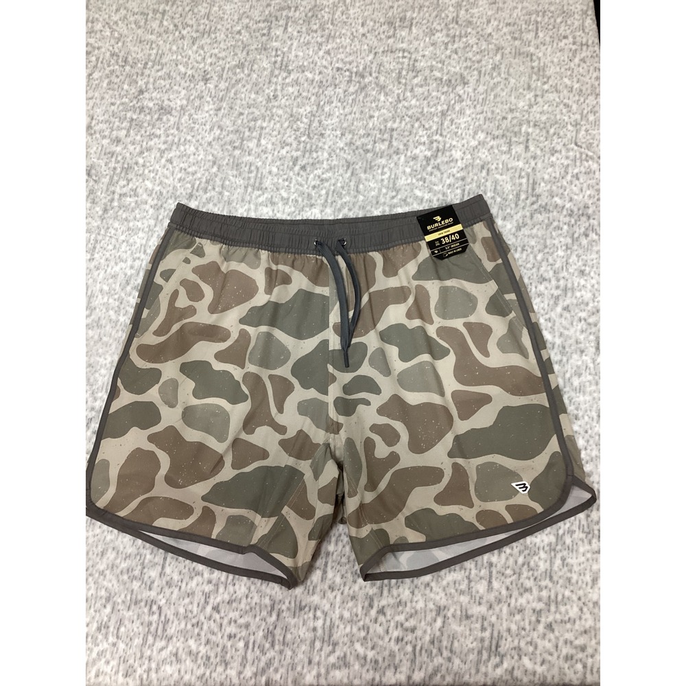 Burlebo Mens Duck Camo Swim Trunks 2XL 38/40 Performance Shorts NWT